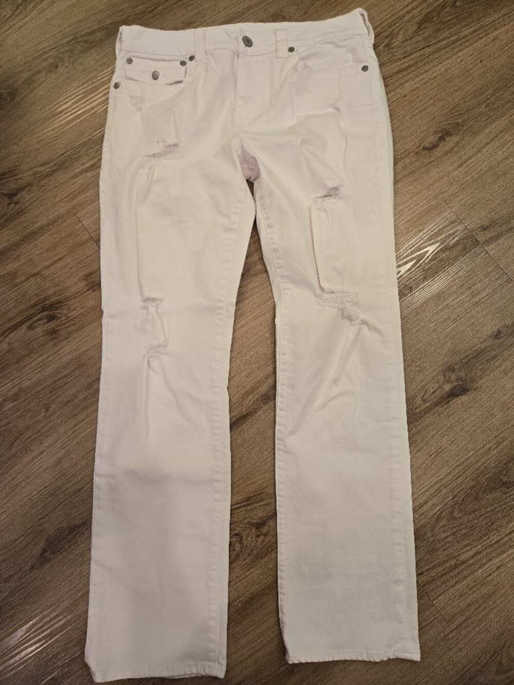 True Religion Distressed "Ricky" Relaxed Straight Fit Mens Jeans 34x33